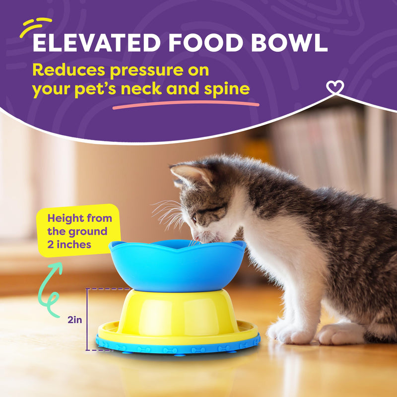 Hertzko Elevated Slow Feeder Bowl for Cats & Small Dogs - Slow Feeder Cat & Dog Bowl - Elevated Slow Feeder Dog Bowls - Cat Puzzle Feeder - Elevated Cat Feeder - Raised Cat Bowl - Slow Feeder Cat bowl