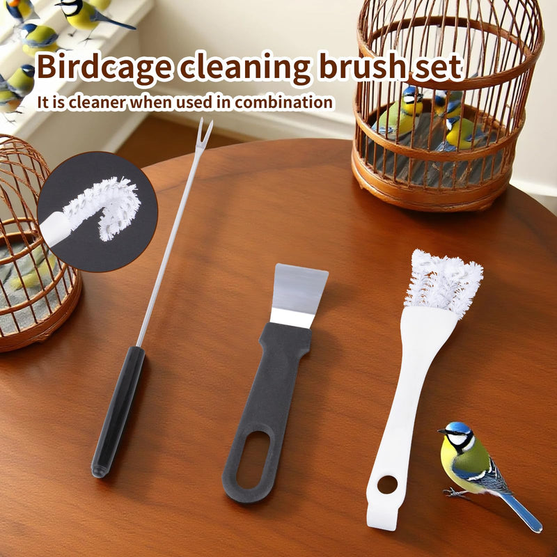 Bird Cage Cleaning Brush Tool Set, Bird Cage Cleaner with Long Handle, 4 Pcs Bird Cage Accessories, Bird Cage Cleaner, Poop Remover for Cleaning Poop in Pet Cages, Parrot Cages & Bird Perches - PawsPlanet Australia