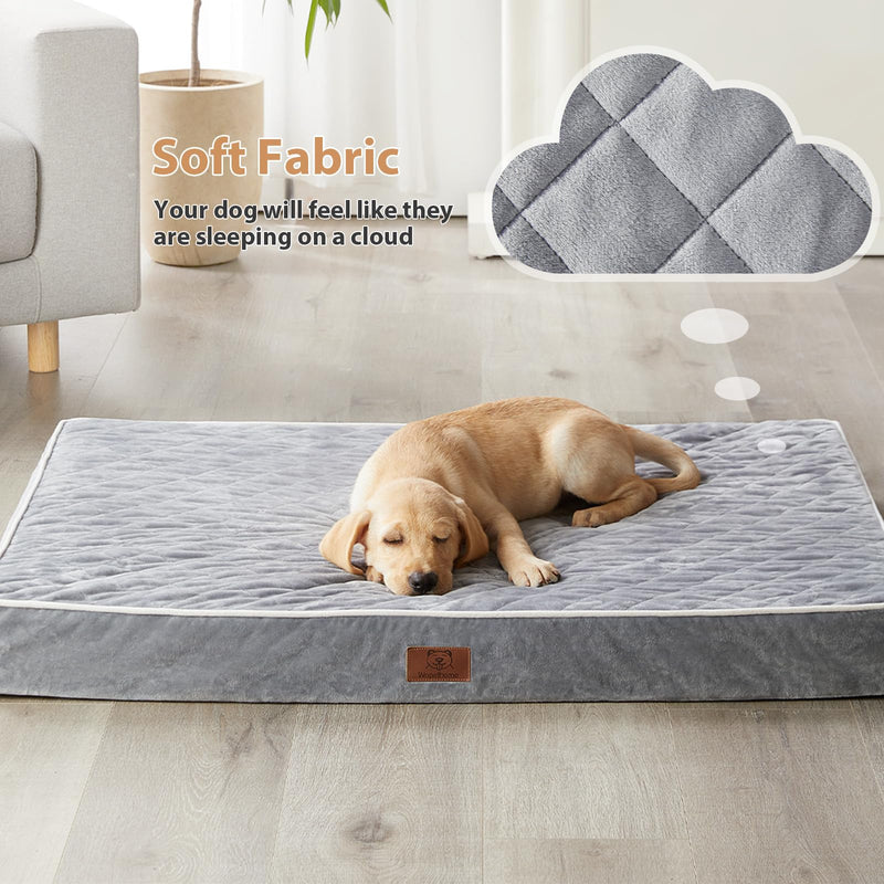 WNPETHOME Orthopedic Waterproof Extra Large Dogs Bed with Removable Washable Cover, Multi-Needle Quilting XL Crate Bed for Large Sized Dog, Light Grey 42"L x 30"W x 4"Th - PawsPlanet Australia