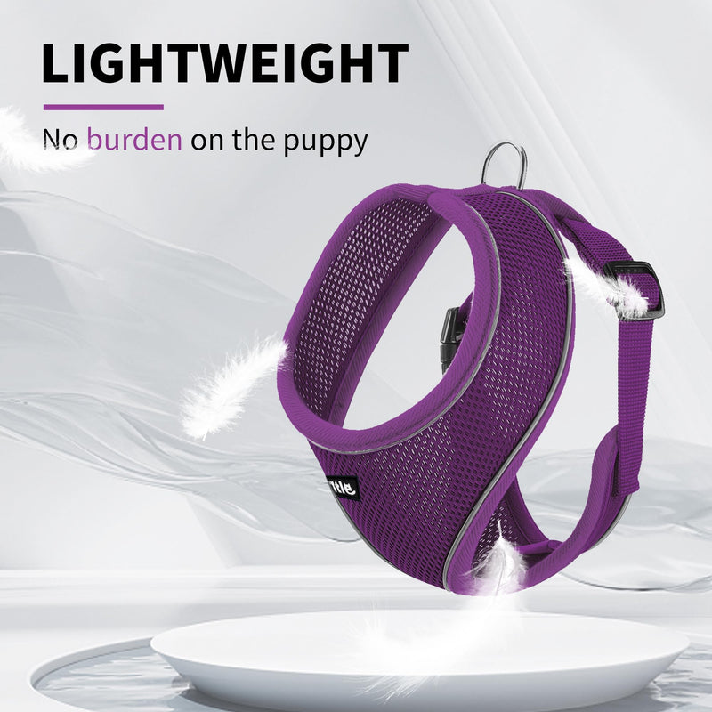AIITLE Small Dog Harness, Triple-Layer Breathable Mesh, Adjustable Fit & Reflective Design, Choke-Free Over-The-Head Vest for Indoor/Outdoor Use, Perfect for Maltese, Chihuahua (S, Purple) S - PawsPlanet Australia