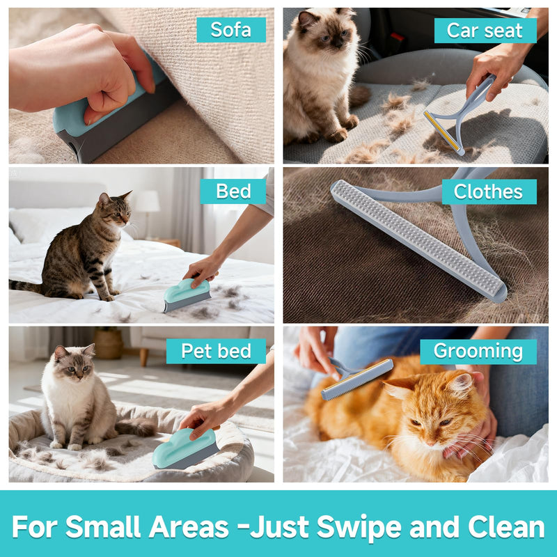 Carpet Rake for Pet Hair Removal Tool, Reusable Pet Hair Remover Broom, Dog&Cat Hair Remover Scraper Rake with 54” Adjustable Long Handle, 3 Pcs Carpet Brush Rake for Rugs, Mats, Couch, Furniture 54in-3 pcs-Rake - PawsPlanet Australia