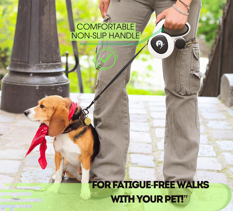 Snuggle Paws All-in-One 16 ft Retractable Dog Leash with Light LED, Dog Poop Bag Holder, Chew Proof Dog Leash, Dog Waste Bags | Leash for Dogs up to 66 lbs - PawsPlanet Australia