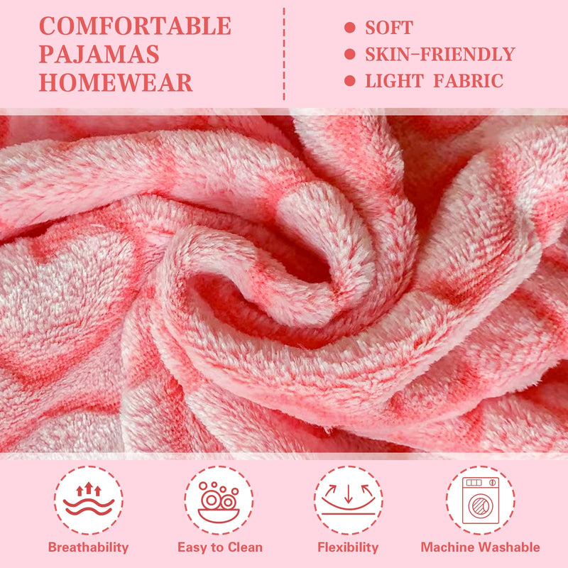 Dog Pajamas for Small Dogs Cats Fleece Jumper Heart Onesie Clothes Soft Pink Pyjamas Rompers Four-Legs Sleepwear Ffor Puppy Chihuahua Yorkie (XS) XS