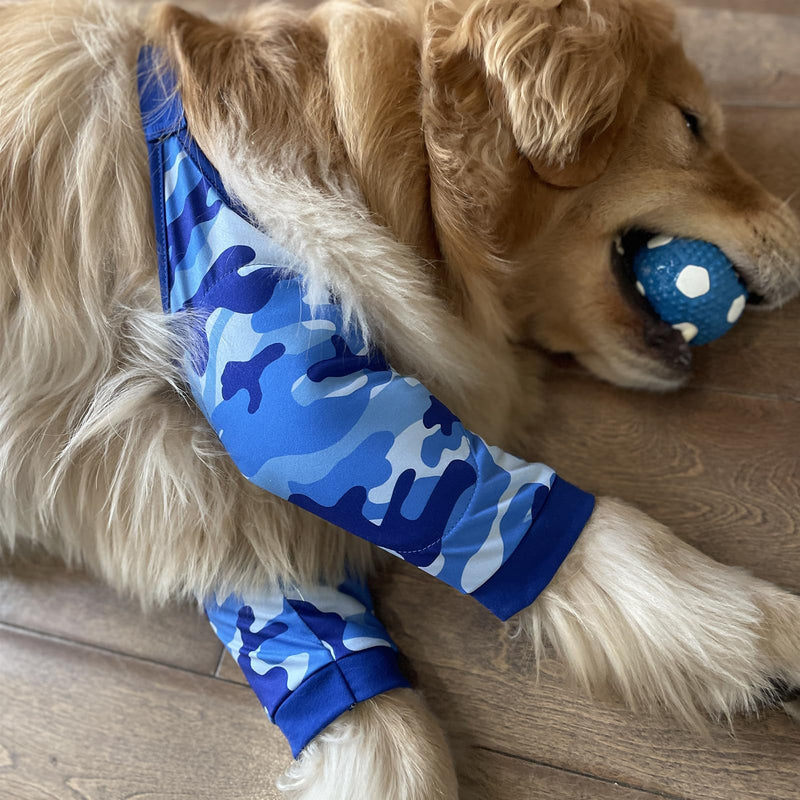 Dog Front Leg Braces Recovery Sleeve,Dog Elbow Joint Protector Cover Pet Knee Brace for Small Medium Large Dogs Prevent Licking Wound_2XL(Blue Camouflage) 2XL Blue Camouflage