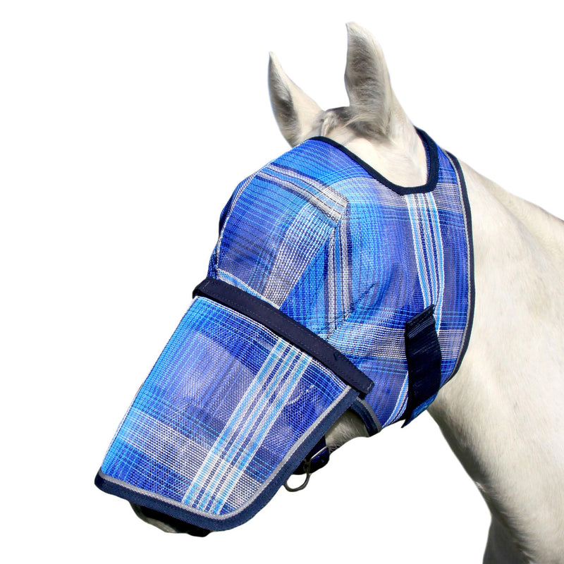 Kensington Signature Fly Mask with Removable Nose — Protects Horses Face and Nose from Biting Insects and UV Rays While Allowing Full Visibility — Ears and Forelock Able to Come Through The Mask XL (Large Horse) 181-Kentucky Blue