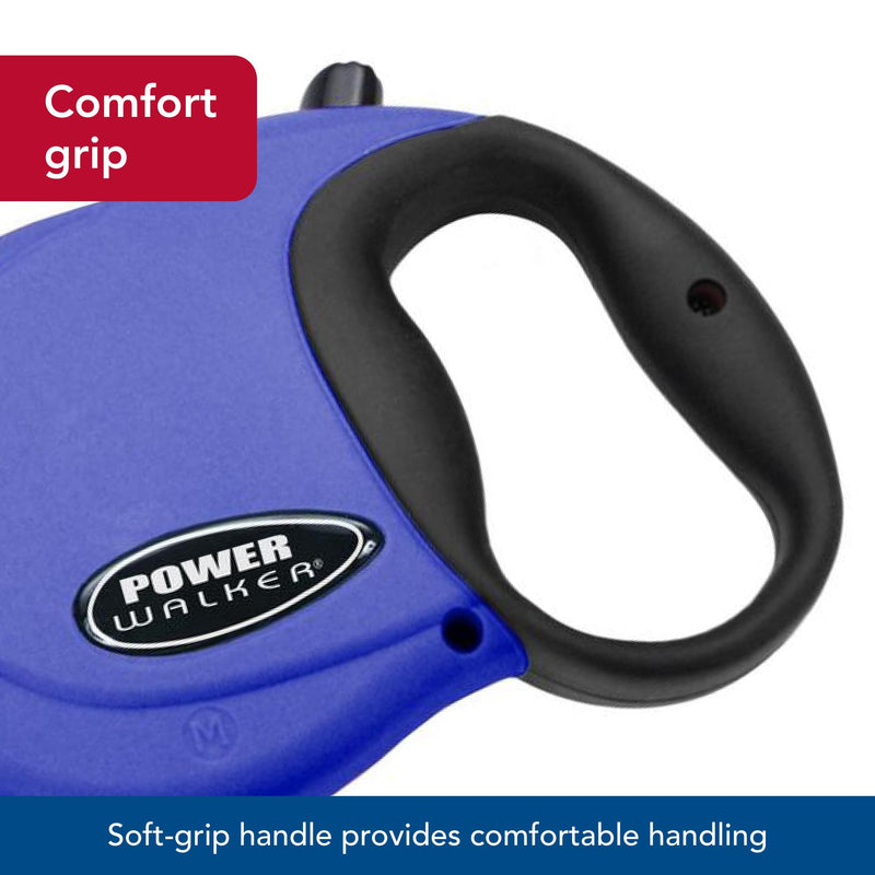 Coastal Pet Power Walker Dog Retractable Leash - Reflective Dog Leash - Stop-and-Release Control Button - Comfort Grip Handle - Blue - Large Large (Pack of 1) - PawsPlanet Australia