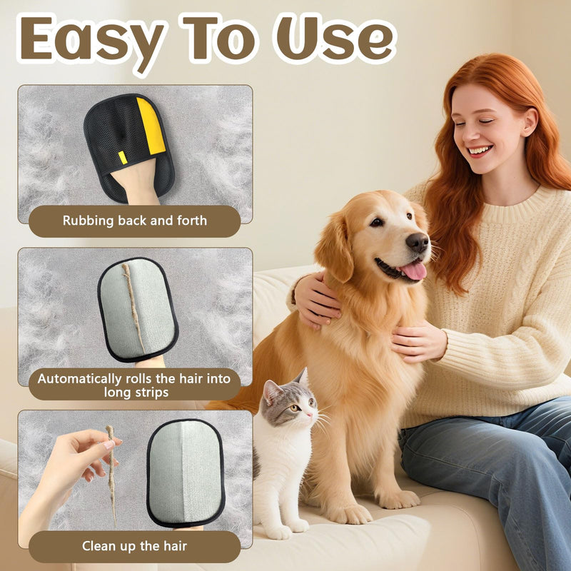 2 Pack Pet Hair Removal Gloves, Reusable Electrostatic Pet Hair Remover, Newly Upgraded Efficient Lint Remover Tool for Dog & Cat Hairfor Couch, Furniture, Car Seat, Carpet, Clothing - PawsPlanet Australia