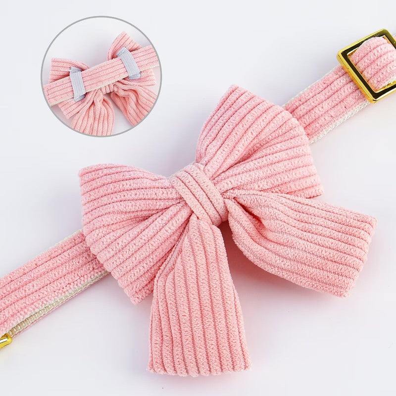Beirui Girl Dog Collars with Bowtie, Adjustable Cute Dog Collar for Wedding and Holiday, Soft Pet Collar for Small Dogs, Pink S S: Fit 10-20lbs - PawsPlanet Australia