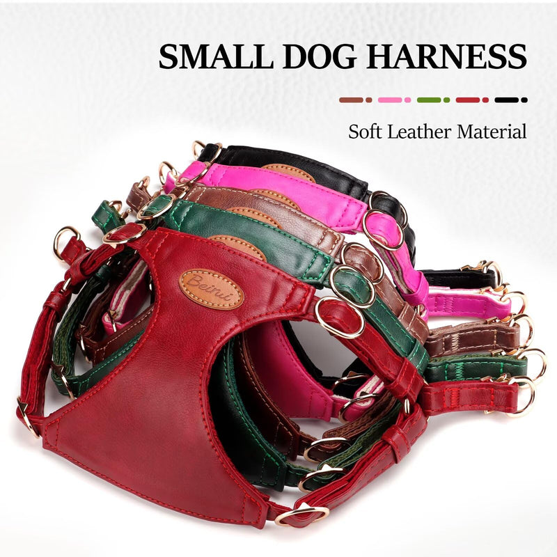 Beirui ?Stylish PU Leather Dog Harness? and Leash Set for Small Dogs, ?Adjustable Step in Puppy Harness with Breathable Mesh Lining and Durable Metal Buckle for Walking Traveling(Brown,XS) XS: Fit 4-11lbs Brown - PawsPlanet Australia