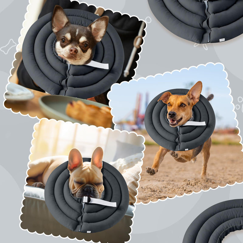 Soft Recovery Dog Cone Collar, Waterproof Adjustable Protective Elizabethan Collar Neck Donut for Medium Dogs After Surgery, Spay or Neuter, Stops Licking Biting Scratching Wounds, Pet Cat Puppy, Grey