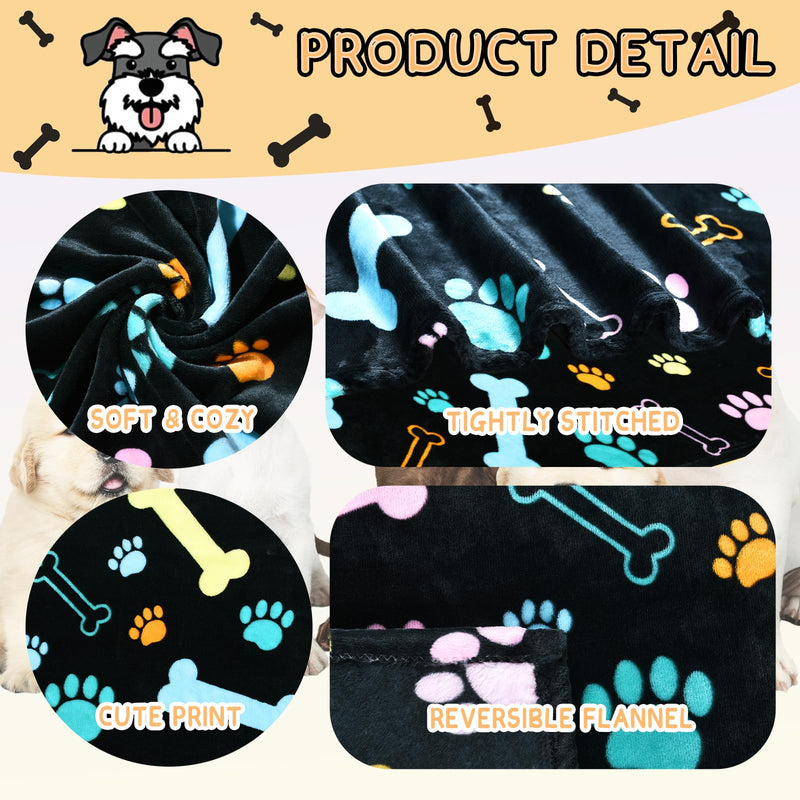 Rezutan Dog Blankets for 3 Pack Large Medium Pet Cat, Soft Fuzzy Washable Blanket, Comfort Flannel Suitable for Dogs Kennels & Beds, Sofas, Furniture, Gifts Puppy Essentials, 41 x 31 inch, Black Black(3 Pices） Large,41x31inch - PawsPlanet Australia