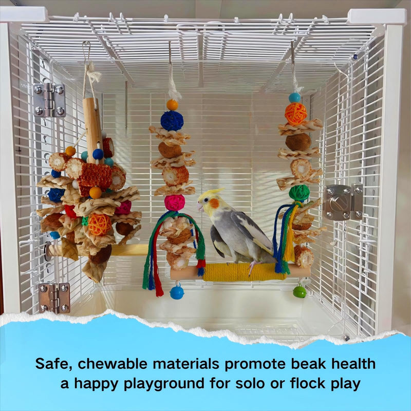 Bird Swings Toys for Parakeets Parrot,Natural Bird Perch Cage Hanging Chew Toys for Conures Budgerigars Finches Parrots Lovebirds and Small Medium Birds - PawsPlanet Australia