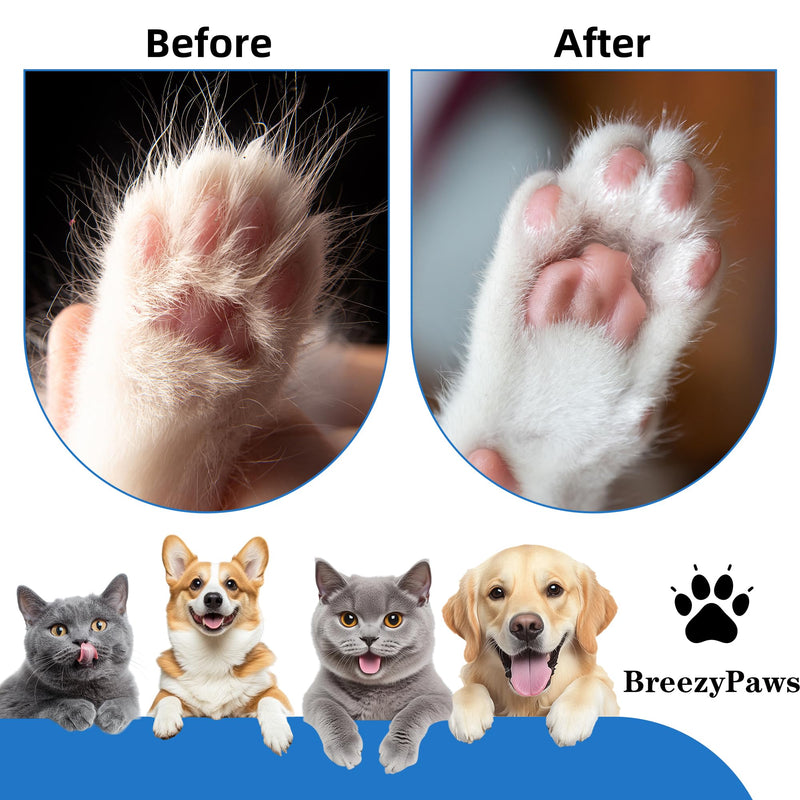 BreeyPaws Cat Clippers Dog Paw Trimmer Grooming Kit,4 in 1 Cat Shaver for matted Fur Claw Silent,Pet Shaver Trimmer for Dogs Cats Paws,2 Speed Battery Display Startup Locked USB Charge Cable (White) White - PawsPlanet Australia