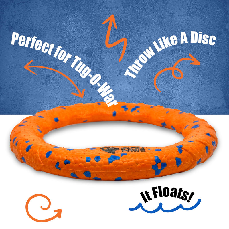 Indestructible Dog Ring Toy, Orange - Tough Dog Pull Toys for Aggressive Chewers, Dog Flying Disc for Fetch, Tug of War and Dog Training - PawsPlanet Australia