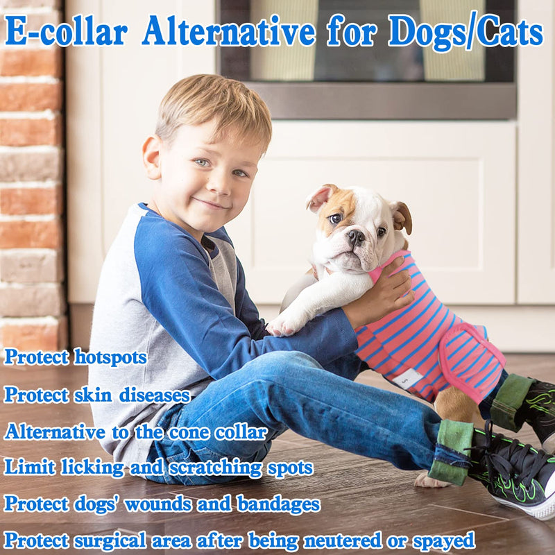 Dog Surgery Recovery Suit, Recovery Shirt for Male Female Dog Cats, Cone E-Collar Alternative Abdominal Wounds Spay Bandages Onesie, Anti-Licking Pet Surgical Recovery Snugly Suit,Pink Medium Pink - PawsPlanet Australia