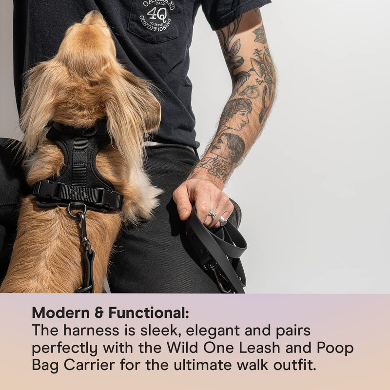 Wild One Dog Harness, The Original No-Pull, Pet Harness with 3 Leash Clips, Adjustable Soft Padded Vest, Comfortable, Stretchy, Size XS, Black Extra Small - PawsPlanet Australia