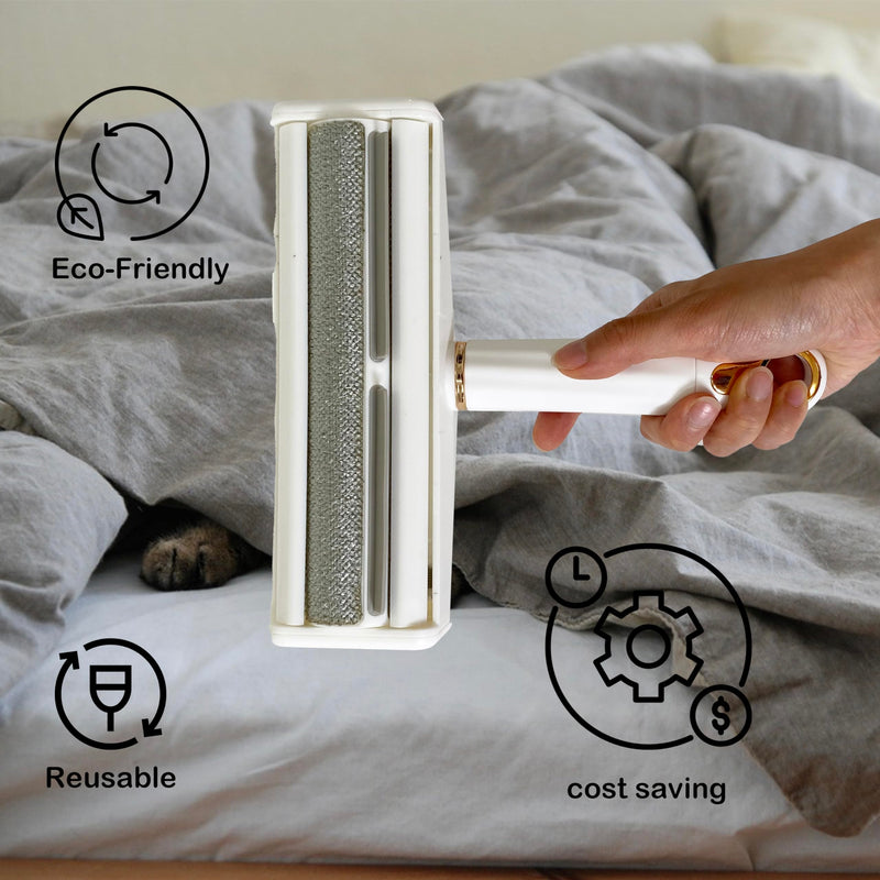 Reusable Pet Hair Remover and Lint Roller - Multi-Surface Fur Removal Tool for Furniture, Couch, Carpet, Clothing, and Bedding - Portable and Efficient, usual, White, S-4143 - PawsPlanet Australia
