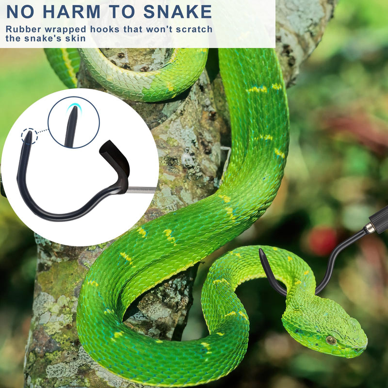 Snake Hook Heavy Duty, 35"-65" Snake Reptile Hook Rubber Tip for Rattlesnakes Ball Python Rattle Cobra Removal Non Slip Foam Handle Stainless Steel - PawsPlanet Australia