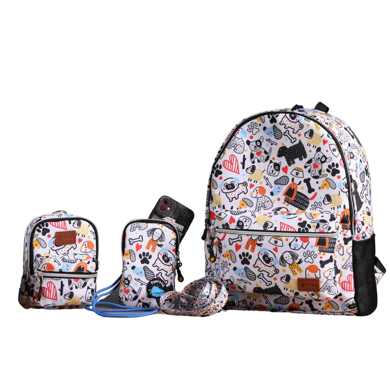 PawLook Dog Backpack to Wear with Chest Harness Self Carrier dogbag with Additional Pocket for Poop Bag Anti Slip Stylish Dog Bag for Your pet Street Smart Serie White Bone Small WHITEBONE S - PawsPlanet Australia