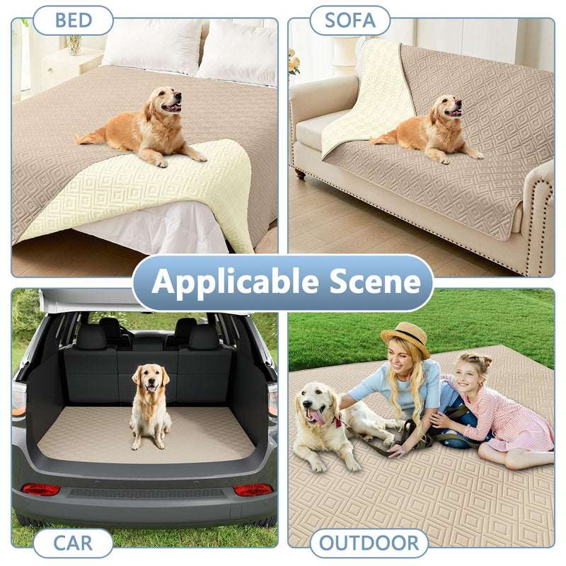 hyha Waterproof Dog Bed Blanket, Soft Pet Blankets 30x70 Inch and 68x82 Inch in Taupe/Beige, 2 Item Bundle - PawsPlanet Australia