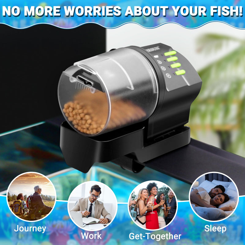 Ycozy Automatic Fish Feeder for Aquarium Auto Food Dispenser with Timer for Small Tank, Aquariums - Battery/Plug-in Powered Feeders for Goldfish/Koi/Turtle, Resun AF2020