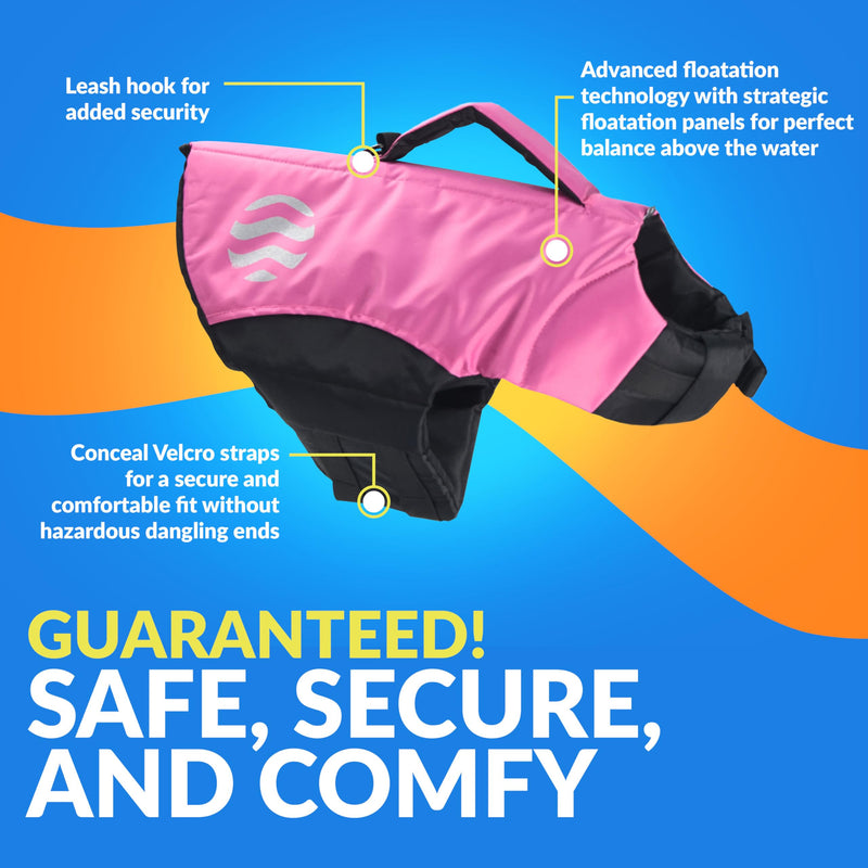 Waterproof Dog Life Jacket with Engineered Support System - High Visibility Dog Life Vest Made from Durable Oxford Fabric - Features Adjustable Velcro Straps & Advanced Safety Features (Medium) Medium Pink - PawsPlanet Australia