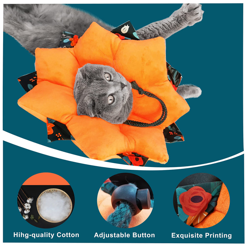 Adjustable Pet Cone Collar Soft for Kittens and Puppys, Cute Recovery Pet E-Collar After Surgery, Wound Healing Protective Cone, Elizabethan Collars (Flower, S) Flower - PawsPlanet Australia