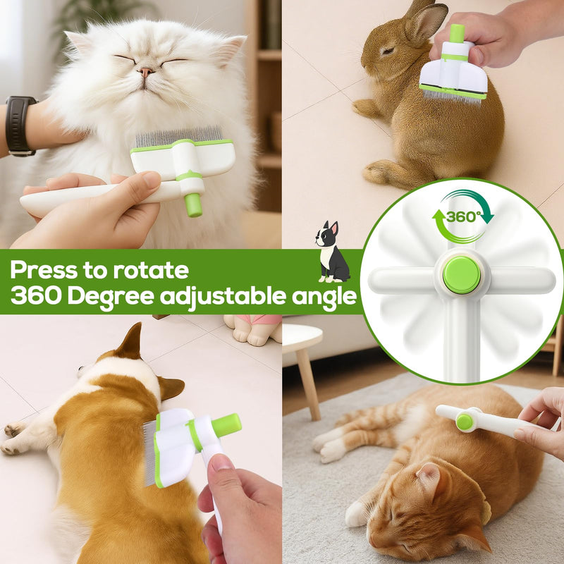 XANGNIER Rotatable Flea Comb for Cats Dogs Kittens Rabbit,Self Cleaning Pet Flea Comb Grooming Brush for Shedding and Detangling,Fine Tooth Tick Lice Comb for Short & Long Pet Hair Removal Tool,2 Pcs White - PawsPlanet Australia