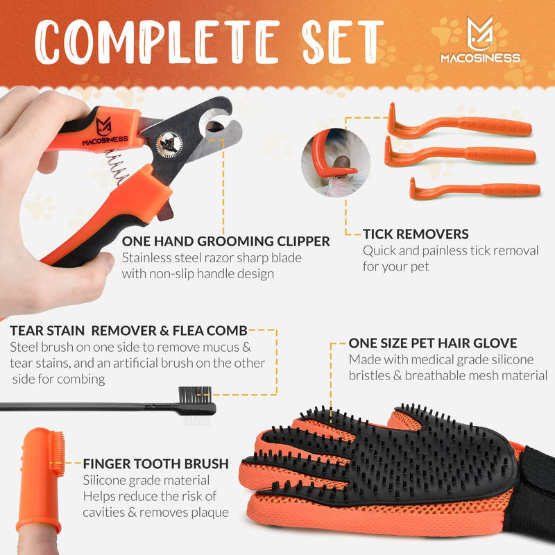2025 16-in-1 - Dog Grooming Hammock - Dog Hanging Harness for Nail Trimming - Pet Grooming Hammock - Dog Sling for Nail Trimming - Dog Nail Trimming Hammock - Dog Holder for Nail Trimming PREMIUM SET - Orange with black paws XS - PawsPlanet Australia