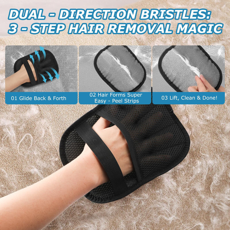 2Pcs Magic Brush Pet Hair Remover, Five-Finger Electrostatic Cat & Dog Hair Removal Gloves for Furniture, Couch, Carpet, Bedding, Reusable Cleaning and Grooming Mitts 2 pack - PawsPlanet Australia