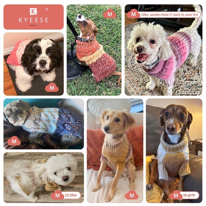 KYEESE Dog Sweater Color Block with Fuzzy Thread Knitted Turtleneck Dog Knitwear with dots in a Variety of Colors for Small Dogs Fall Winter Dog Clothes, Pink, M Medium (7-11lbs) 2# Pink - PawsPlanet Australia