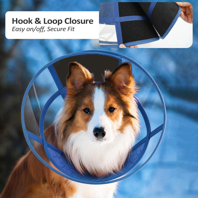 Dog Cone Collar for After Surgery Recovery, Soft Adjustable Elizabethan Collar for Small Medium Large Dogs, Comfortable Anti-Lick Cone for Wound Healing (Blue M) Blue