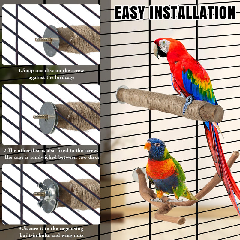 REHALY Large Bird Perch Stand, 5PCS Bird Perch Set - Natural Wood Grape Sticks, Paw Grinding Forks, Stand & Toys for Parakeets, Cockatiels, Conure, Budgies, Birds Cage Accessories - PawsPlanet Australia