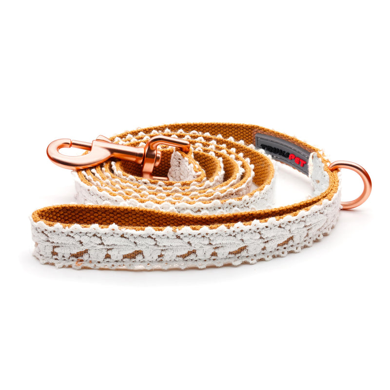 Dog Leash Cotton Lace Handmade 4-5 FT Adjustable Comfortable Unique Leashes for Small Medium Large Dogs Brown Single M