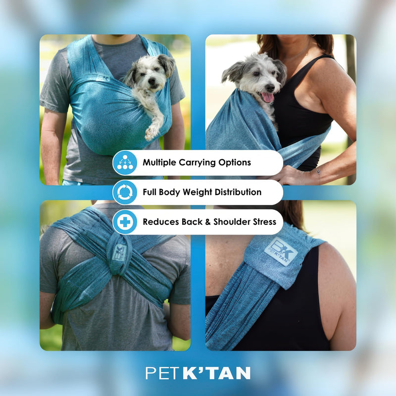Pet K'tan Dog Sling Carrier: Hands Free for Small Dogs - #1 Pet Travel Accessory & Gift -Bond with New Puppy-Cats & Small Animals- Safe Durable Soft - Anti-Anxiety-Sized for the Human (see size chart) Large PawQuamarine - PawsPlanet Australia