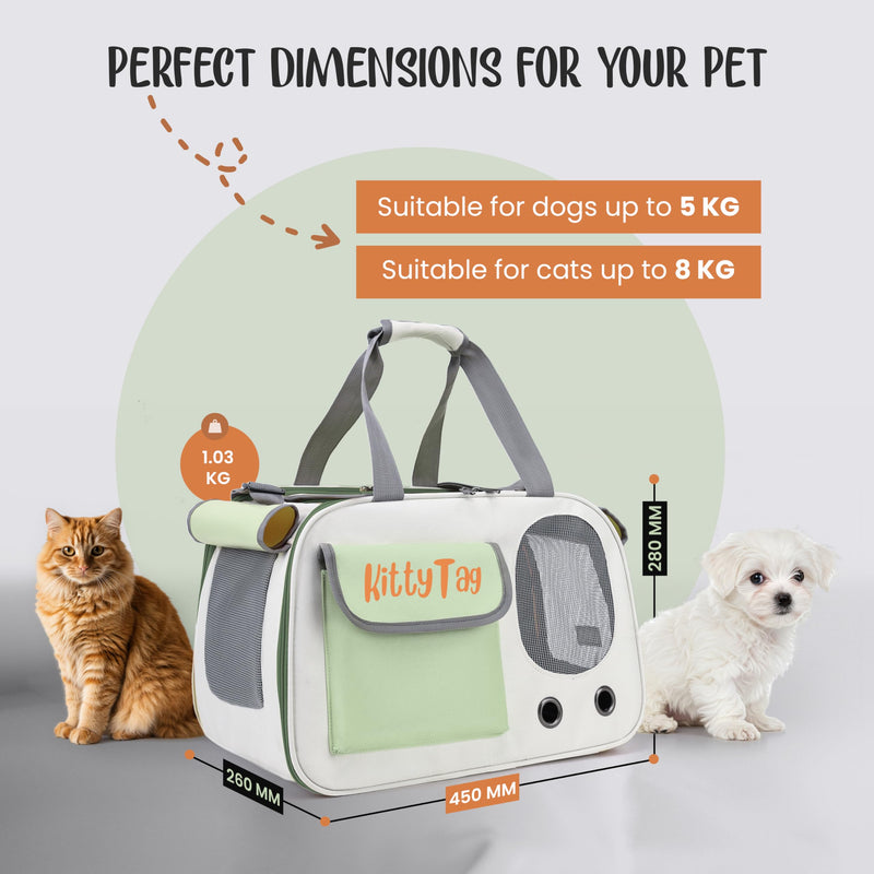 Pet Carrier, Puppy Small Dog Carrier, Cat Carrier Bag, Waterproof Premium PU Leather Carrying Handbag for Outdoor Travel Walking Hiking Shopping (Green) Green - PawsPlanet Australia