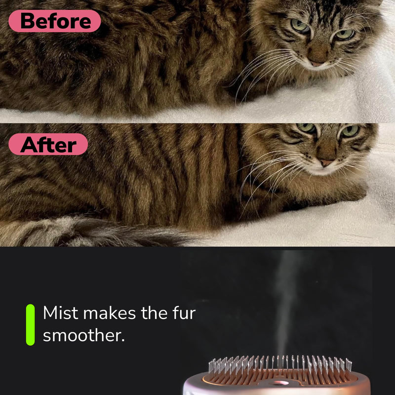 Misty - Moisturizing Pet Comb - Hair Brush with Mist, One-Click Clean, & Stainless Steel Bristles - Anti-Static Deshedding - Smooth Grooming for Cats, Dogs, & Small Pets - No Handle Compact Design - PawsPlanet Australia