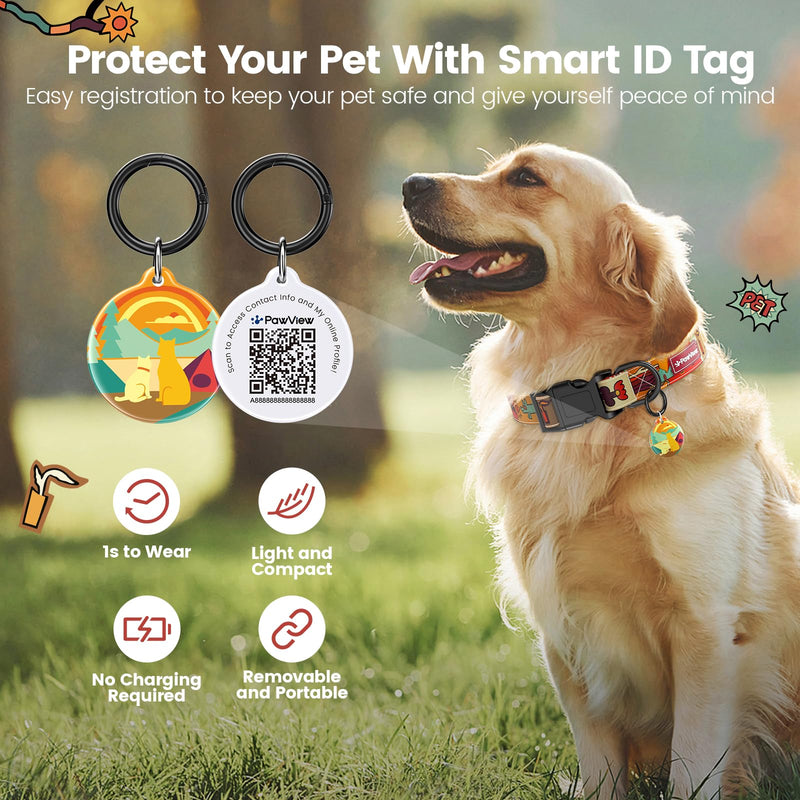 Dog Collar and Leash Set with Smart ID Tag – Adjustable Soft Padded Heavy Duty Comfortable Collar and Leash Set with Cute Pop Art Doodle Design for Small Medium Large Dogs (Red, Small) Sunrise Red S (Neck 11.02-16.93'',Width 0.59'' ) - PawsPlanet Australia