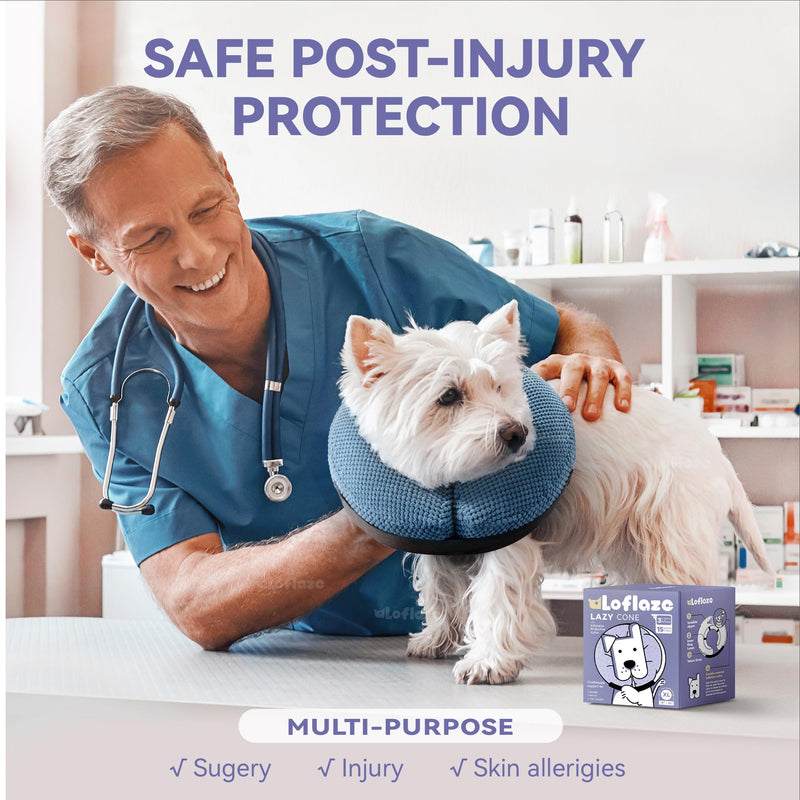 Inflatable Dog Cone Collar - Dog Neck Donut Cone Collar Alternative After Surgery - Soft Cone for Large Medium Small Dogs Cats - Alternative Recovery E Collar (Blue, L) Large [Neck:12"-15"] - PawsPlanet Australia