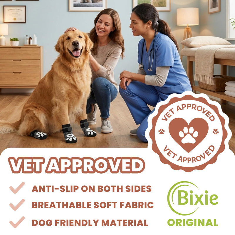 Anti Slip Dog Socks - 6 Pack | Dog Socks to Prevent Paw Licking, Add Traction, Keep Warm & Protect from Hot Pavement | Paw Protection for Senior Dogs for Hardwood Floors | Dog Booties - Large Grey L - PawsPlanet Australia