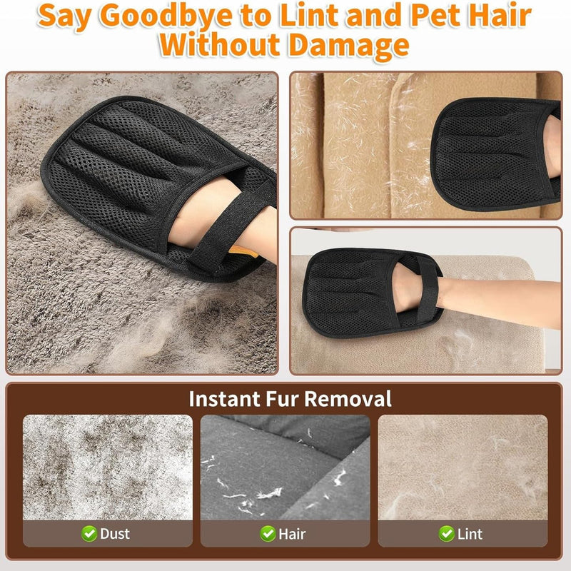 Pawsome Pets Pet Hair Removal Glove Gift Set for Cats & Dogs, Upgraded Five-Finger Electrostatic Pet Hair Gloves, Reusable Magic Brush Pet Hair Remover Tool for Laundry, Couch, Carpet, Car Seat - PawsPlanet Australia