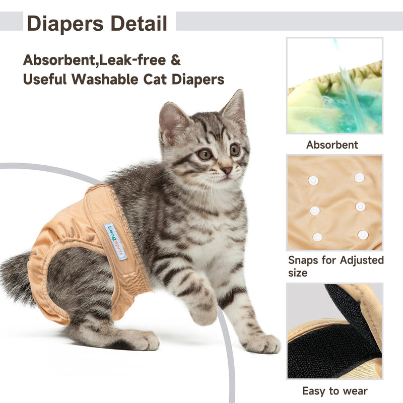 Langsprit Reusable Cat Diapers for Female and Male Cats,Washable Cat Kitten Incontinence Diapers for Male Cat Spraying,Pet Kitty Diapers for Cats Large Medium Small Size Morandi - PawsPlanet Australia