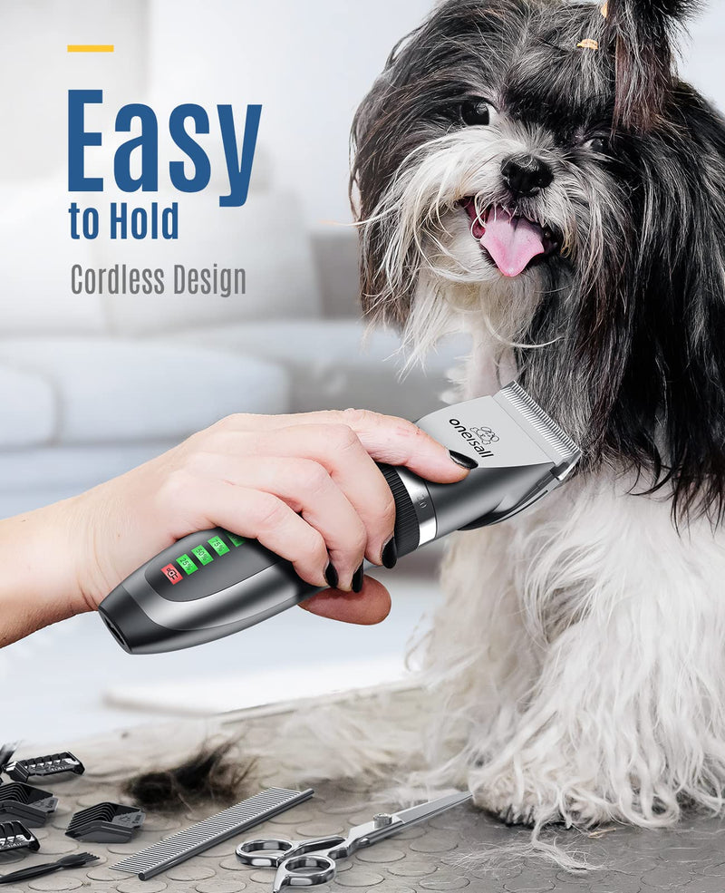 oneisall 2 in 1 Pet Cat & Dog Grooming Kit - Quiet Cordless Dog Clippers & Paw Trimmer for Grooming Pet Hair Silver - PawsPlanet Australia