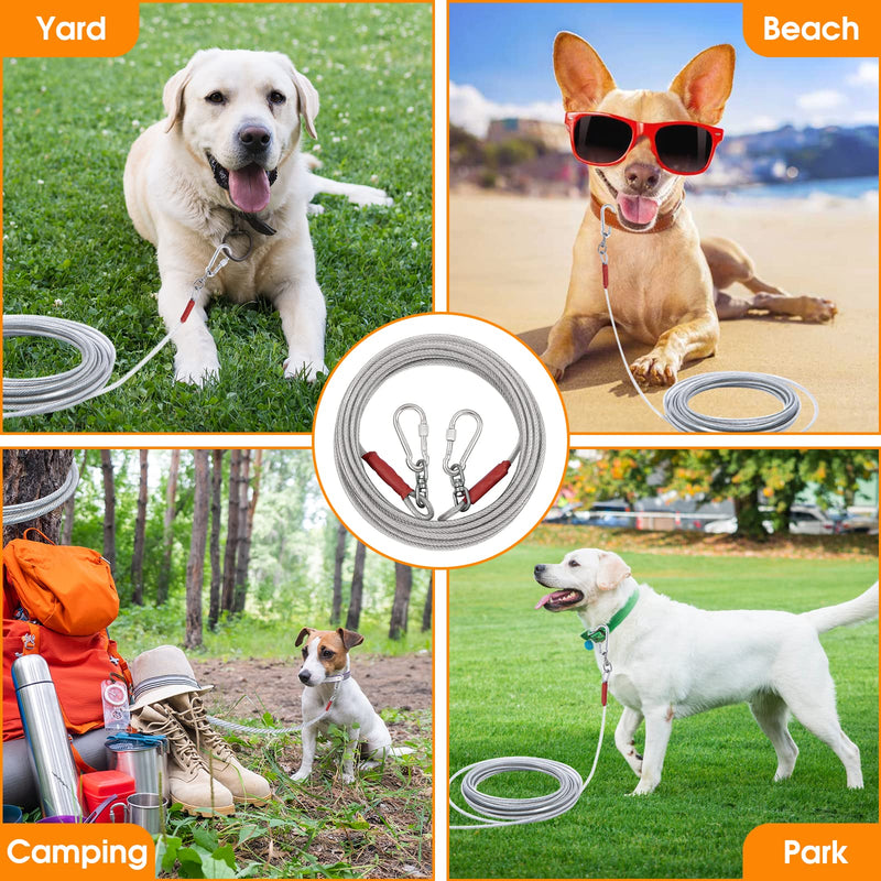 Dog Tie Out Cable for Dogs Outside Up to 125/250lbs,10/20/30/50FT Long Dog Leashes&Chains,Small-Large Dogs Runner Cable for Yard ,Heavy Duty Dog Lead Line for Outdoor,Camping,Yard 250lbs 10FT Silver - PawsPlanet Australia