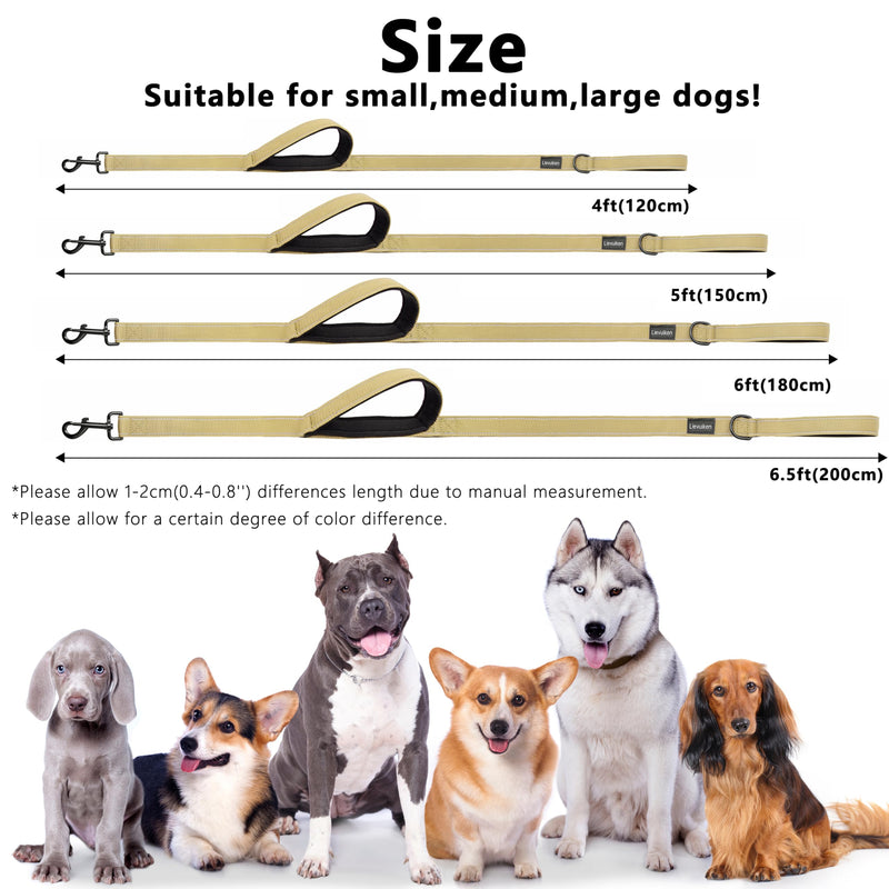 Dog Leash 4ft Long, Double Handle Dog Leash for Safety Control Training, Heavy Duty Dog Leads with Traffic Padded Handles, Reflective Leashes for Small Medium Large Dogs(4ft, Brown) - PawsPlanet Australia