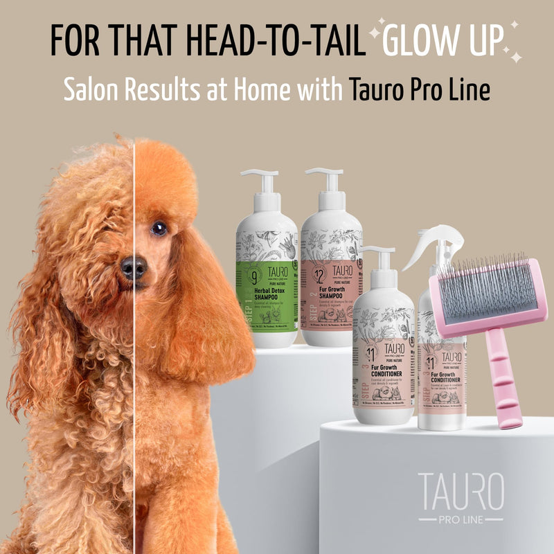 Tauro Pro Line Slicker Dog Brush for Shedding - Detangler for Dense & Long Hair - Dematting Pet Slicker Brush for Dogs & Cat, Doodle Grooming, Non-Slip Grip, Soft Pin (Size S - Pink) Soft Pins: 0.98 in (S) - PawsPlanet Australia