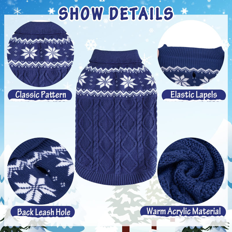 SCIROKKO Warm Winter Dog Sweater - Cold Weather Pet Clothes for Small Medium Large Dogs Indoor Outdoor, Soft Classic Knit Puppy Apparel L Blue - PawsPlanet Australia