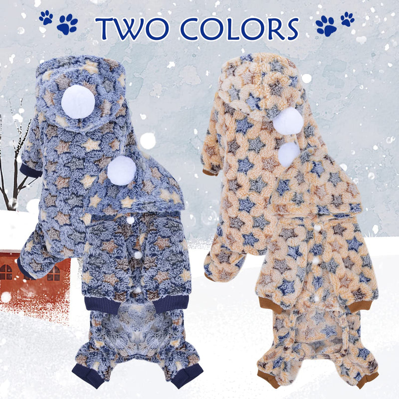 DaFuEn Dog Pajamas Medium Sized Dog 2 Pack Flannel Small Dog Sweater Hoodie Winter Warm Puppy Clothes Plush Cute Pet Jumpsuit Cat Onesie Outfit Apparel Coat # 1