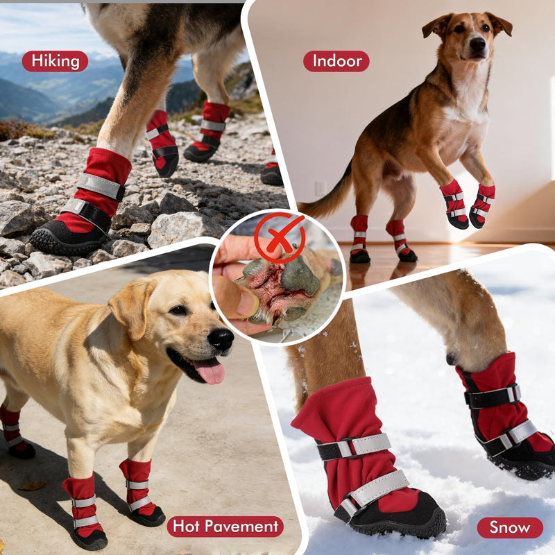 Dog Boots, Waterproof Dog Shoes for Winter, Non Slip Breathable Dogs Booties for Medium and Large Dogs, 2PCS Outdoor Doggie Boots & Paw Protectors 5#(2 boots)
