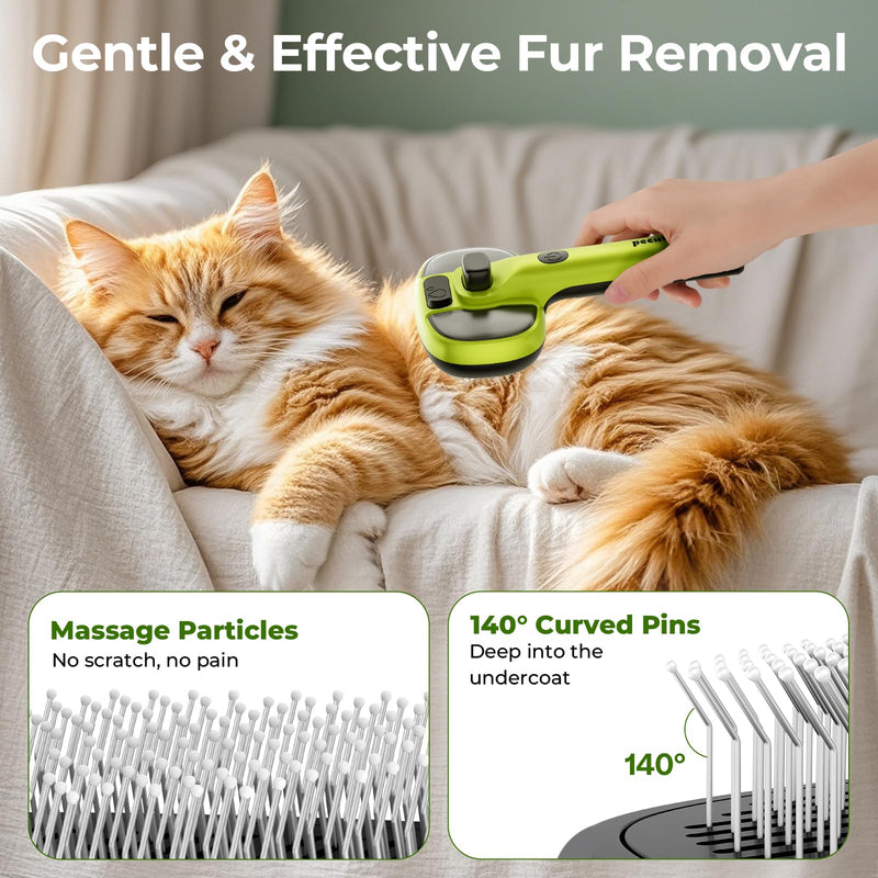 Pecute Cat Steam Brush, Self-Cleaning Steam Cat Brush with 2 Water Spray Modes, Large Capacity Tank, Steaming Renu Dog Brush for Shedding Massaging Grooming, Cool Mist Only Cool Mist-Green